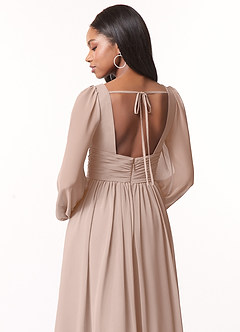 Azazie Norah Brautjungfernkleider A-Linie Lange Ärmel mit V-Ausschnitt Chiffon Kleid Englisches Rosa image3