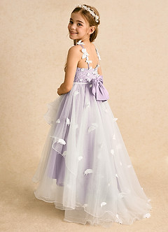 Azazie Darlina Flower Girl Dresses Ivory Frosted Lilac Ball-Gown Lace Tulle Dress image8
