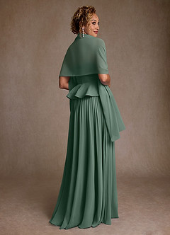 Azazie Josabeth Final Sale Eucalyptus A-Line Pleated Chiffon Dress image3