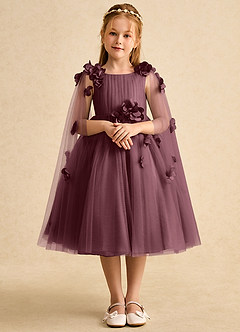 Azazie Staria Blumenmädchenkleider Ballkleid Gestreift Tüll Kleid Sangria image1