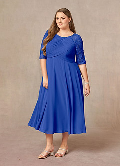 Azazie Dorothea Mother of the Bride Dresses Royal Blue A-Line Scoop lace Chiffon Dress image8