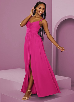 Barbie ♥ Azazie At-home Try On Dresses Black A-Line Pleated Chiffon Dress image5