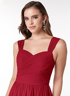Azazie Zapheira Bridesmaid Dresses Scarlet A-Line Ruched Chiffon Dress image5