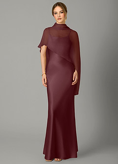 Azazie Jaleesa Brudtärnklänningar Klänning av A-linje i Stretch Satin Hög hals Sangria image1