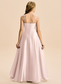 Azazie Eirlys Junior Blushing Pink A-Line Pleated Stretch Satin Dress image2