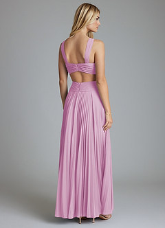 Azazie Hosanna Bridesmaid Dresses Candy Pink A-Line Pleated Chiffon Dress image3