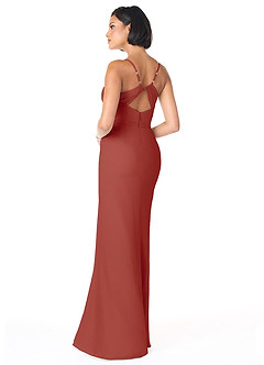 Azazie Blink Final Sale Vintage Mauve Sheath V-Neck Chiffon Dress image2