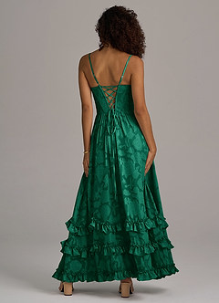 Azazie Lettie Bridesmaid Dresses Emerald A-Line Corset Floral Burnout Dress image6