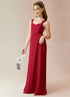 Azazie Denice Junior Scarlet A-Line Chiffon Dress image3