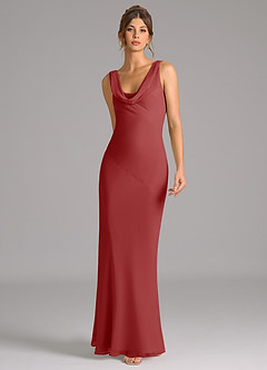 Azazie Rylina Bridesmaid Dresses Rust Mermaid Pleated Chiffon Dress image3