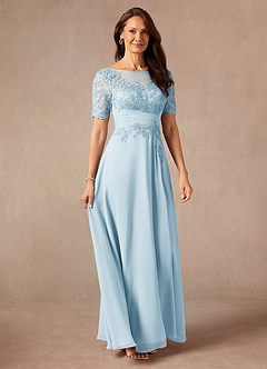 Azazie Raissa Kleider für die Brautmutter A-Linie Spitze Chiffon Kleid Himmelblau image6