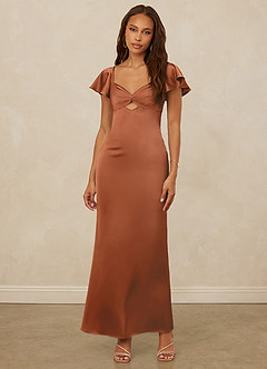 Christian Siriano Bridal for Azazie 1005 Bridesmaid Dresses Copper Sheath Sweetheart Neckline Stretch Satin Dress image4