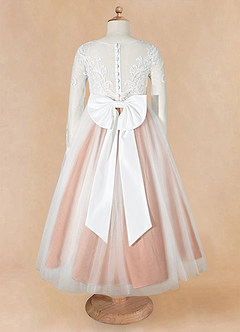 Azazie Elodie Blumenmädchenkleider Ballkleid Spitze Kleid Elfenbein Bronzer image11