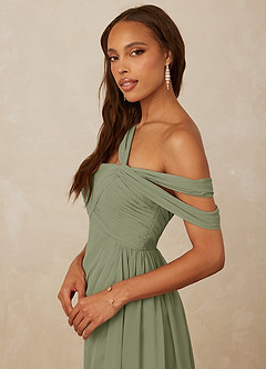 Christian Siriano Bridal for Azazie 1014 Bridesmaid Dresses Pistachio A-Line Off the Shoulder Chiffon Dress image2