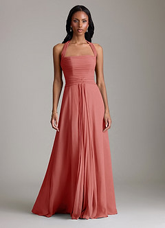 Azazie Clarisa 신부 들러리 드레스 A라인 주름진 쉬폰 바닥 길이 드레스 image5