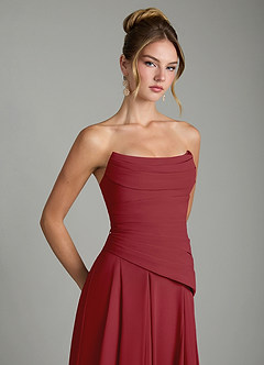 Azazie Gabriela Brautjungfernkleider A-Linie Korsett Chiffon Kleid Granatapfelrot image10