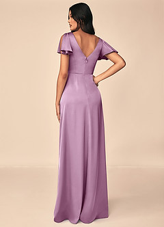 Azazie Soren Bridesmaid Dresses Wisteria A-Line Pleated Stretch Satin Dress image2
