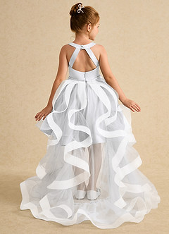Azazie Julietta Flower Girl Dresses White Ball-Gown Convertible Tulle Dress image1