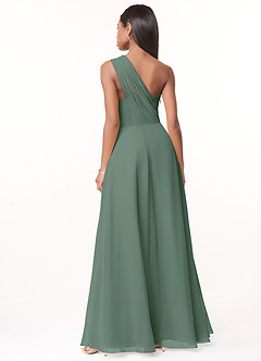 Azazie Ashley Bridesmaid Dresses Eucalyptus A-Line Ruched Chiffon Dress image2