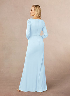 Azazie Risa Kleider für die Brautmutter Meerjungfrau-Linie V-Hals Gefaltet Gittergewebe Kleid Himmelblau image3