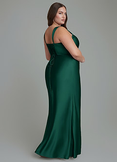 Azazie Agustina Robes de demoiselle d'honneur Robe Sirène en Satin extensible Corset émeraude image8