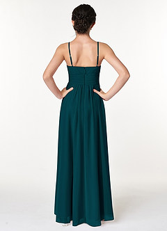 Azazie Catalina Junior Pine A-Line Ruched Chiffon Dress image2