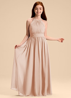 Azazie Malone Junior Abito A-Line in Chiffon Plissettato Rosa Inglese image6