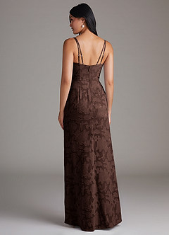 Azazie Leo Bridesmaid Dresses Ganache Sheath Pleated Floral Burnout Dress image2