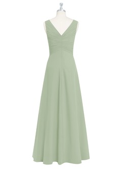 Azazie Flora Bridesmaid Dresses Dusty Sage A-Line Pleated Chiffon Dress image8