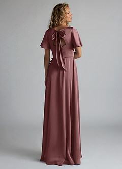 Azazie Kimber Bridesmaid Dresses Vintage Mauve A-Line Ruched Stretch Satin Dress image2