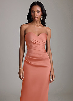 Azazie Sonora Brudtärnklänningar Klä av Tubklänning i Stretch Satin Axelbandslös Laxrosa image5