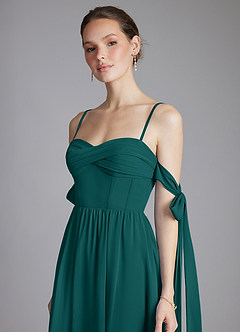 Azazie Ayanna Bridesmaid Dresses Peacock A-Line Off the Shoulder Chiffon Dress image4