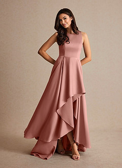 Azazie Niles Mother of the Bride Dresses Rosette A-Line Trains Stretch Satin Dress image7