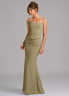 Azazie Sorrel Vestidos de madrinha de casamento Vestido Musgo Verde de Chiffon de sereia com Espartilho image6