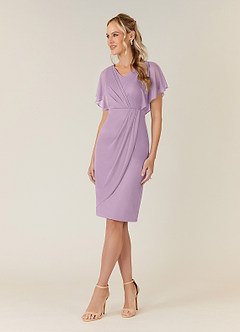 Azazie Waverly Mother of the Bride Dresses Wisteria Sheath Pleated Mesh Dress image3