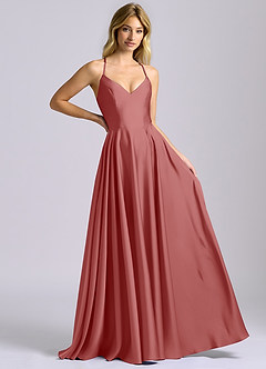 Azazie Truce Bridesmaid Dresses Antique Rose A-Line Stretch Satin Dress image6