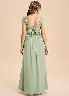 Azazie Hattie Junior Dusty Sage A-Line Pleated Stretch Satin Dress image2