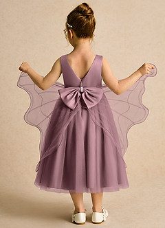 Azazie Pear vestidos de niña de las flores Vestido de Malva Vintage de Tul de Princesa con Lazo image3