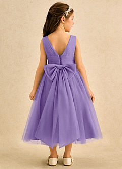 Azazie Macaron Robe Demoiselle D'honneur Fillette Robe Trapèze en Tulle Plissée Tahiti image2