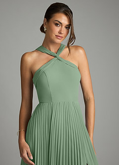 Azazie Afra Bridesmaid Dresses Matcha A-Line Pleated Chiffon Dress image5