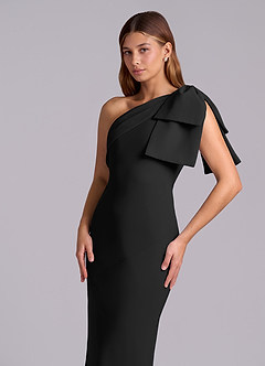 Azazie Yuanna Bridesmaid Dresses Black Mermaid One Shoulder Chiffon Dress image7