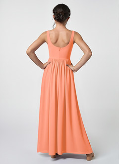 Azazie Keyla Junior A-Linie Plissee Chiffon Kleid Sonnenuntergang image2