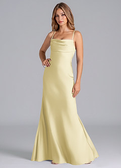 Azazie Seema Bridesmaid Dresses Lemon Sorbet Mermaid Corset Stretch Satin Dress image5
