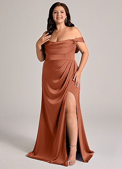 Azazie Johana Bridesmaid Dresses Cedar Rose Mermaid Off the Shoulder Stretch Satin Convertible Dress image8
