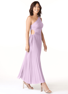 Azazie Kirra Bridesmaid Dresses Frosted Lilac A-Line One Shoulder Chiffon Dress image3