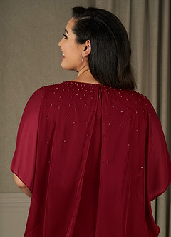 Azazie Aspyn Mère de la mariée Robes Robe Fourreau en Maille Perlé Bourgogne image6