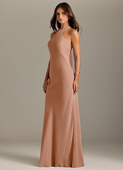 Azazie Doretta Bridesmaid Dresses Champagne Rose Mermaid Pleated Chiffon Dress image4