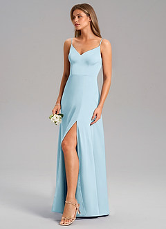 Azazie Talina Bridesmaid Dresses Sky Blue A-Line Stretch Satin Dress image4
