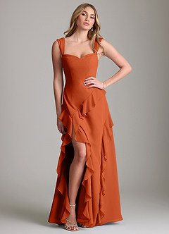 Azazie Sloane Bridesmaid Dresses Burnt Orange A-Line Sweetheart Neckline Chiffon Dress image3