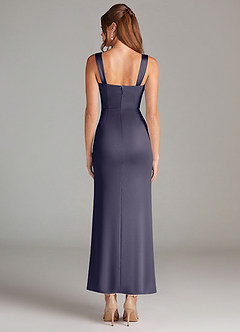 Azazie Denice 신부 들러리 드레스 쉬스 주름진 스트레치 새틴 발목 길이 드레스 image2